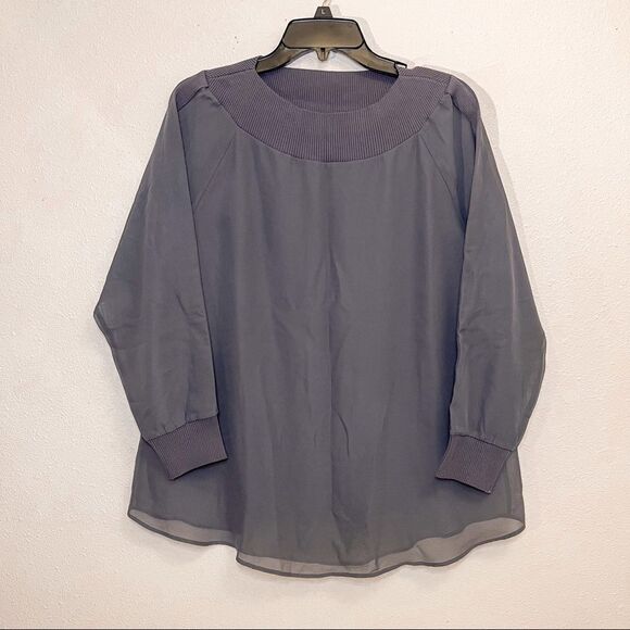 Soft Surroundings Dianthus Chiffon Long Sleeve Gray Tunic S - Picture 1 of 7